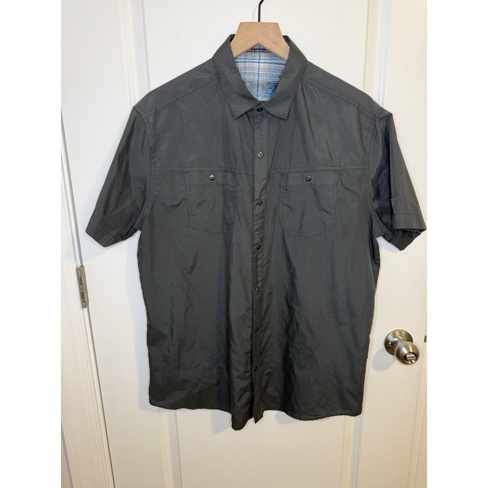 Kuhl Shirt Men's Large Gray Button Up Pockets Stealth Outdoor Lightweight